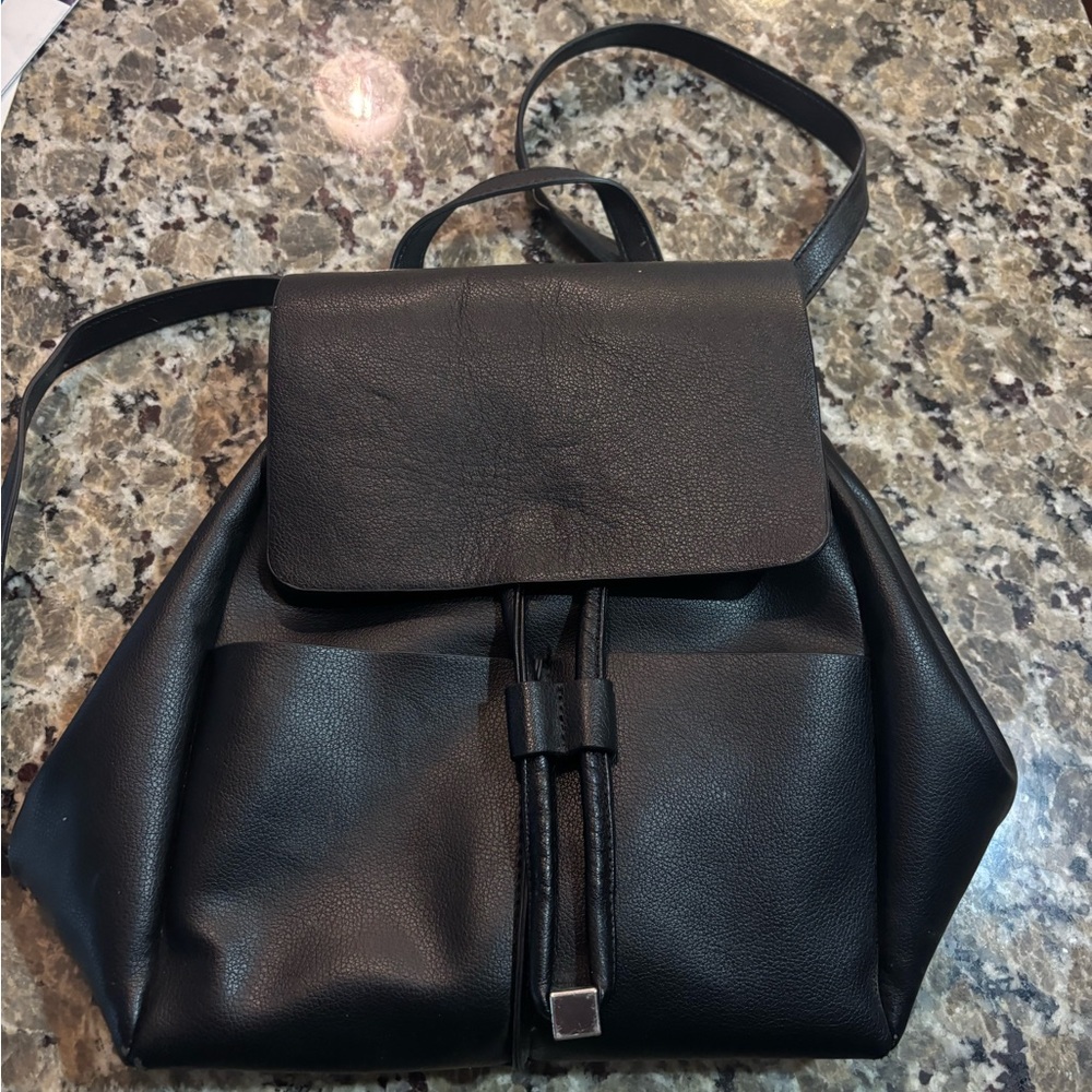 Black Leather backpack from Zara